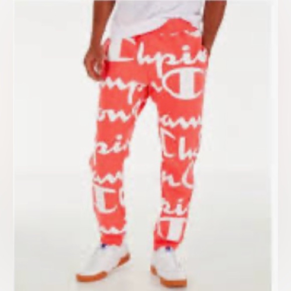 CHAMPION Life Reverse Weave Men's Giant All Over Script Logo Joggers Size M